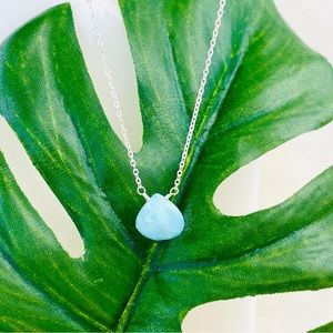Sterling Silver Larimar Teardrop Dainty Necklace